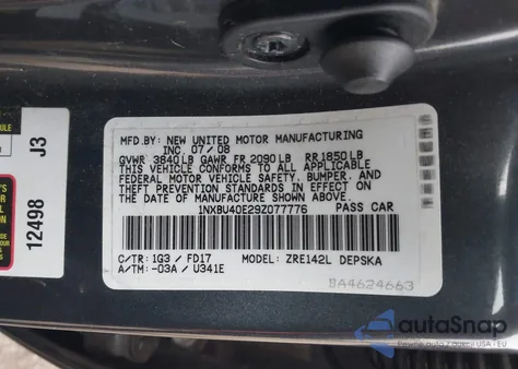 2009 Toyota Corolla S z USA, uszkodzony, nr VIN 1NXBU40E29Z077776